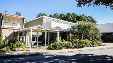 Exterior shot of the Green Road Park community center building