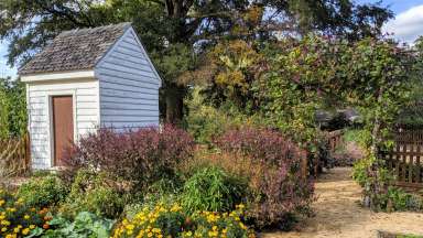 View of the Mordecai Historic Park garden in springtime