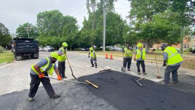 Asphalt crew at work