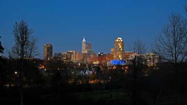 Raleigh's skyline at dusk