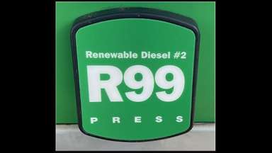 Image that shows a fuel pump section that reads R99 Renewable Diesel