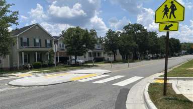 Raised crosswalk near Wildwood Elementary School