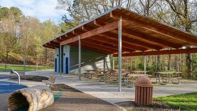 Shelter with tables