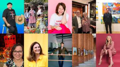 collage of people and art events