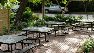 An image of the picnic tables at Vallie Henderson Park