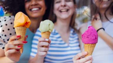 Group of teens holding ice cream