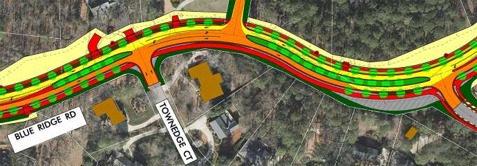 A section of the Blue Ridge Road plan map.