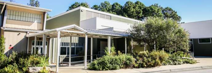 Exterior shot of the Green Road Park community center building