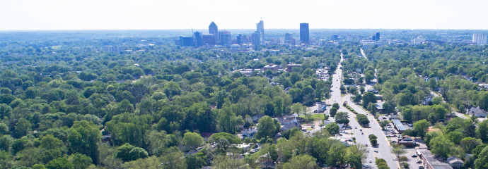 Arial shot of New Bern Avenue