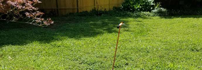 A yard on Beaver Dam Road where an underground stormwater pipe is being replaced.