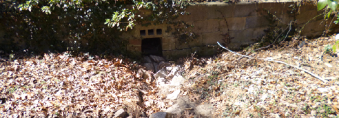Stormwater flowing into storm inlet