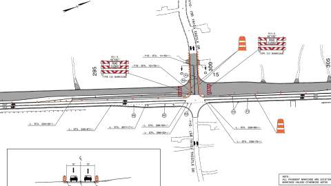 shows what traffic control will look like at side streets along the project when the contractor is building the new roadway.