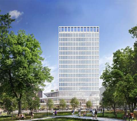 Rendering of new Civic Tower shown from Nash Park