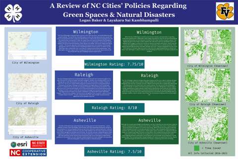 Layakara Sai Kambhampalli with "A Review of NC Cities' Policies Regarding Green Spaces &amp; Natural Disasters."