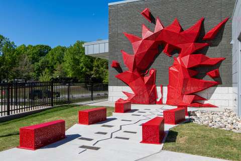 Red art installation