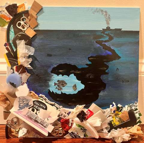 still art painting of oil spill