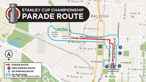 map of Stanley Cup parade route