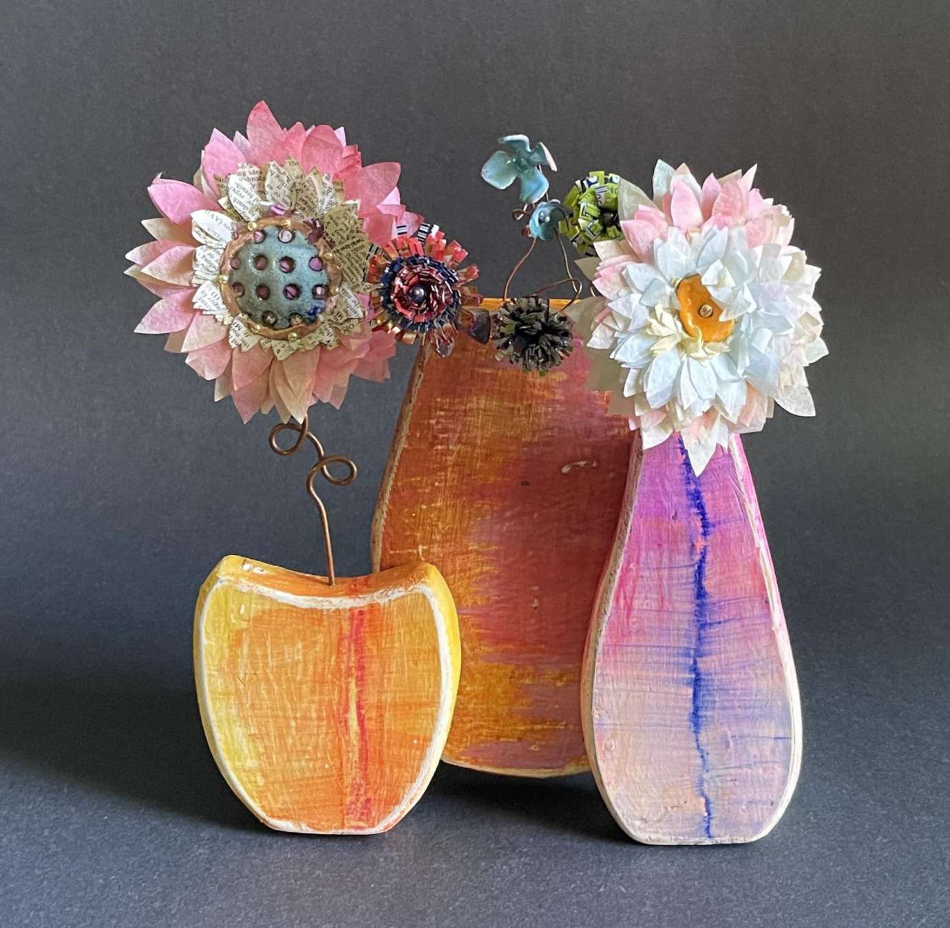Colorful metal flowers