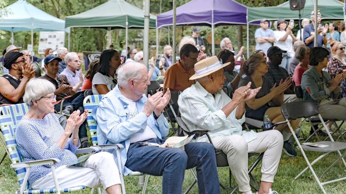 people at a park dedication