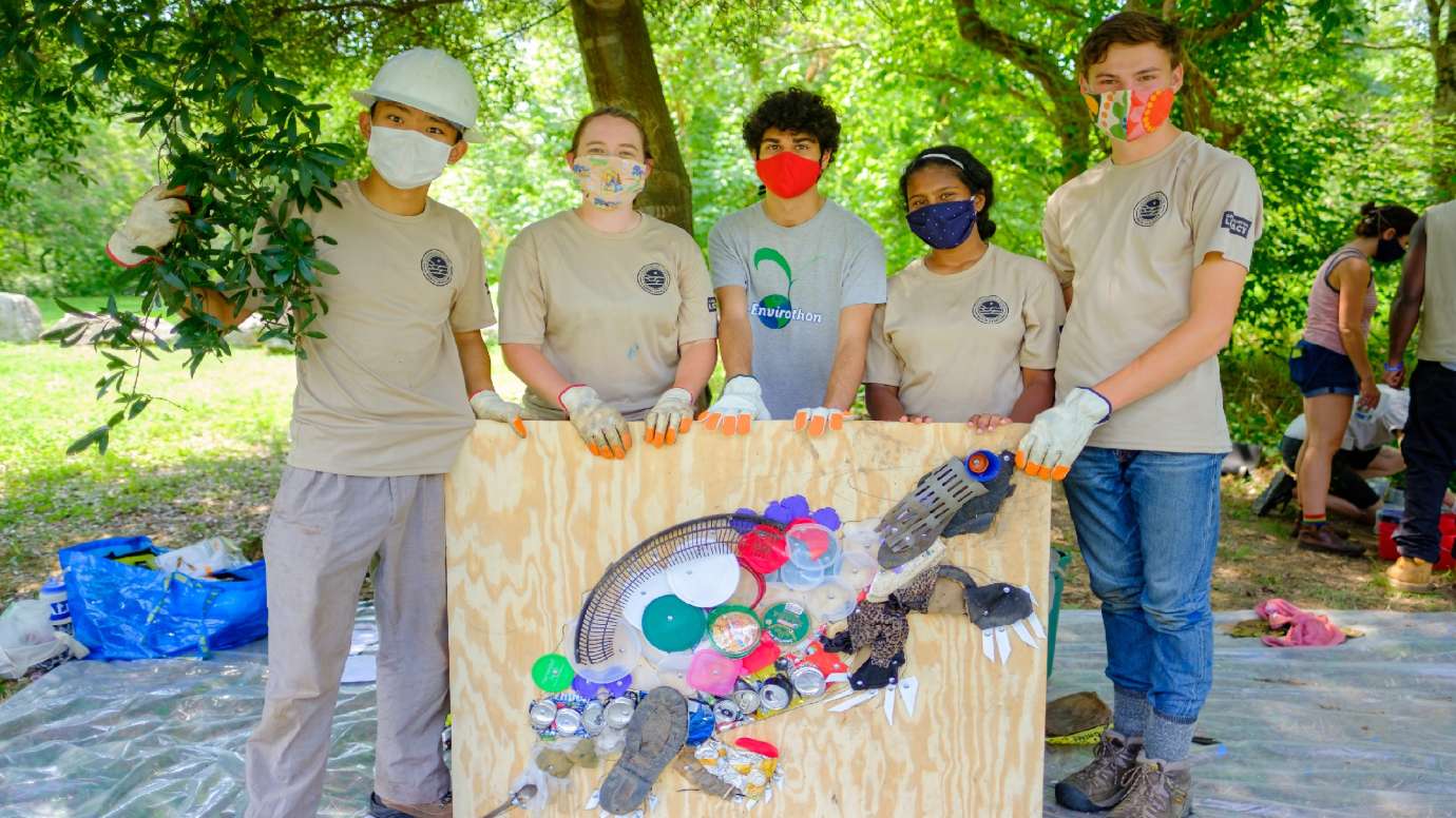 litter project art with teens from CCNC