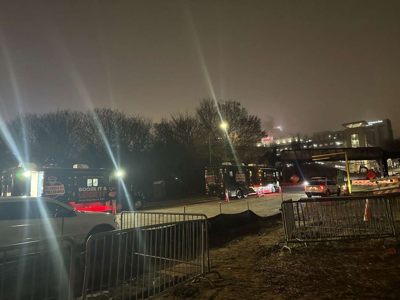Police Booze It or Lose It Trucks parked on road