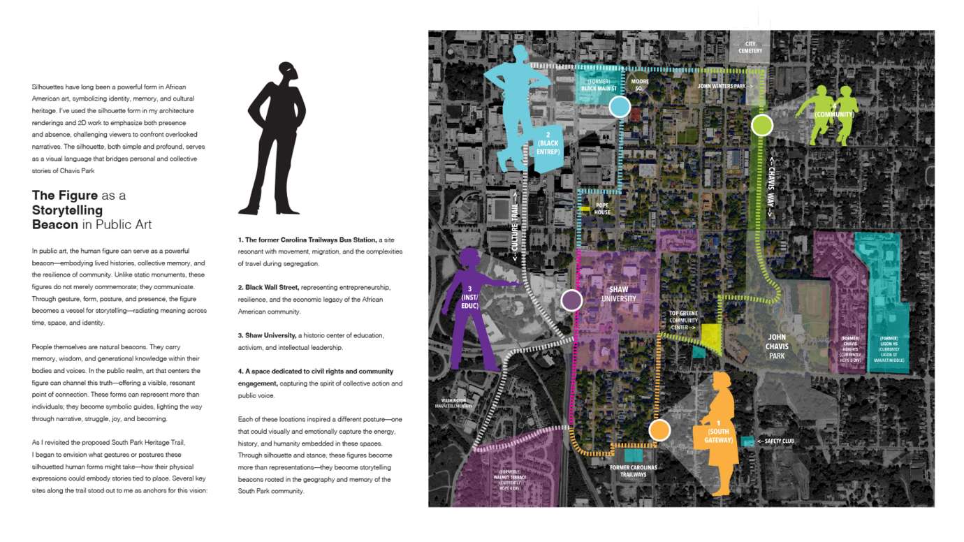 A map shows the location of the proposed South Park Heritage Trail