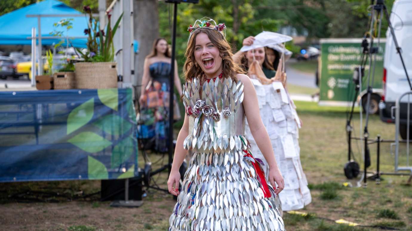 Girl in reflective dress