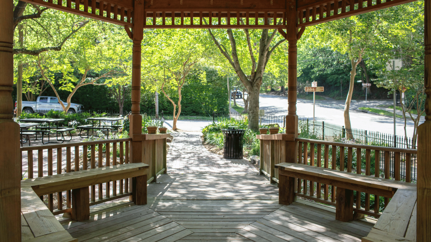 An image of the inside of a gazebo