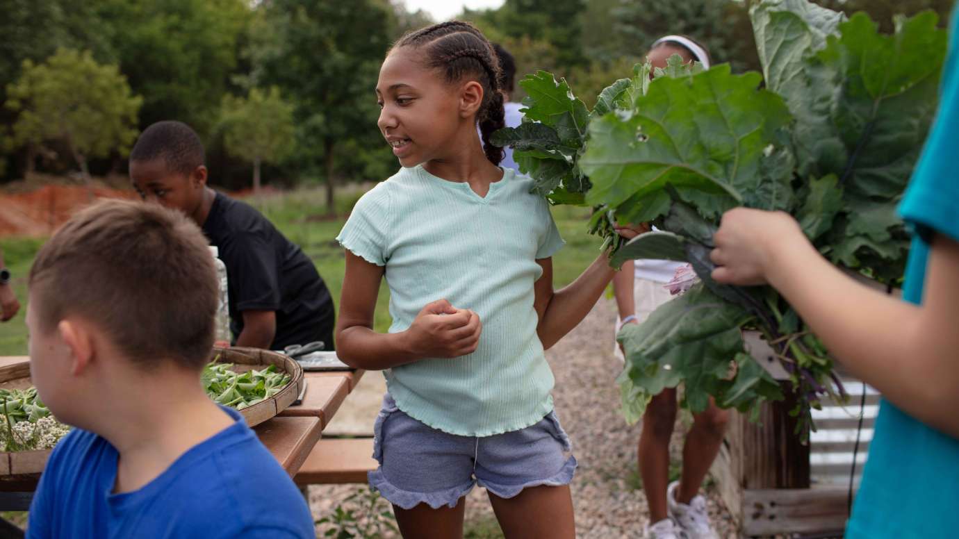 children enjoying the garden at marsh creek