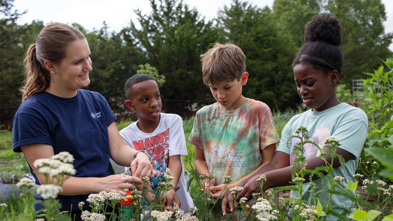children enjoying the garden at marsh creek