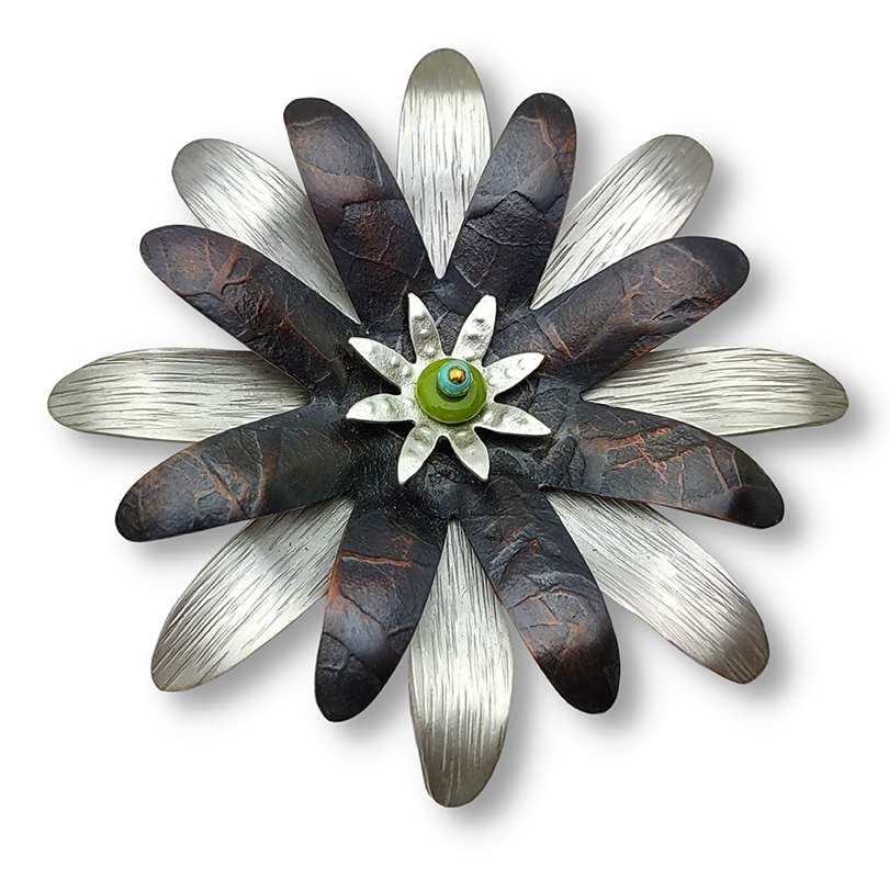 Silver and copper flower by Deb Karash