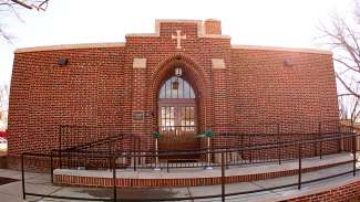 Side view of Saint Monica Teen Center