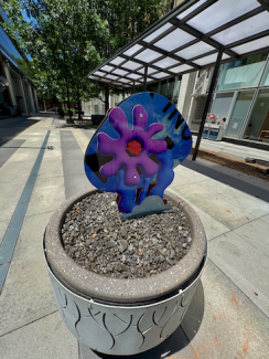 Traffic Sign Flowers Public Art by Artist Katie Stewart