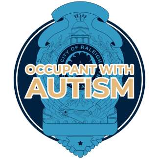 RPD Badge with text overlay that says "Occupant with Autism"